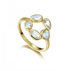 Jorge Revilla 18krt zilver vergulde ring ring uit de MORNING collectie met blauwe Topaz - 26617