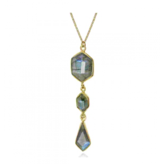 Jorge Revilla zilver vergulde hanger met Labradorite stenen. - 26644