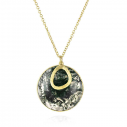 Jorge Revilla zilver verguld collier, Luna collectie met Mosagaat. - 26649