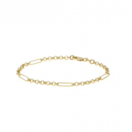 Glow zilver vergulde armband met fantasie schakel, 3mm, lengte 18cm. - 26780