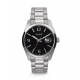 Olympic herenhorloge serie Louise, edelstaal met edelstalen band. zwarte wijzerplaat. - 26818