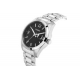 Olympic herenhorloge serie Louise, edelstaal met edelstalen band. zwarte wijzerplaat. - 26818