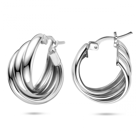 Zilveren fantasie oorringen 21mm. - 26828